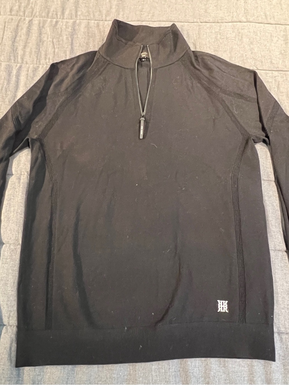 Reiss Black Quarter Zip Golf Performance Sweater